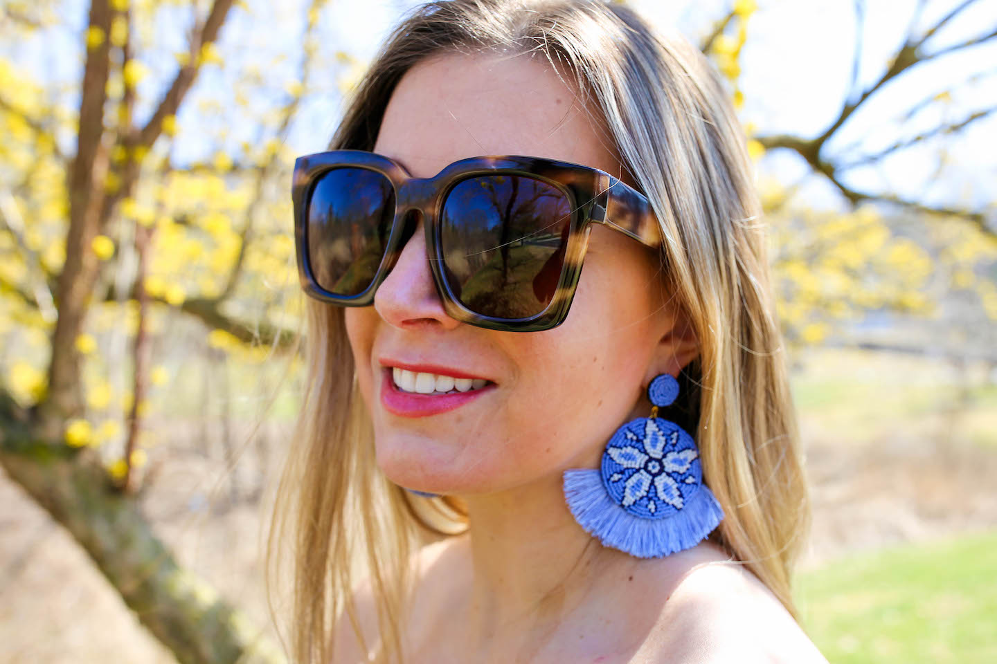Plumeria Beaded Medallion Earrings